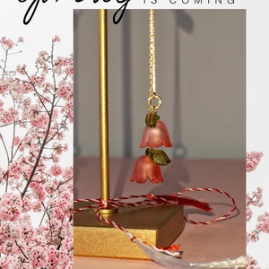 Cercei Vestirea Primăverii cu lalele roșiatice  - bijuterii - mărțișor - Artynos.ro