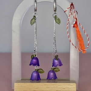 Cercei Vestirea Primaverii cu lalele mov, Bijuterii, Martisor, Confectionarea bijuteriilor, ARTYNOS
