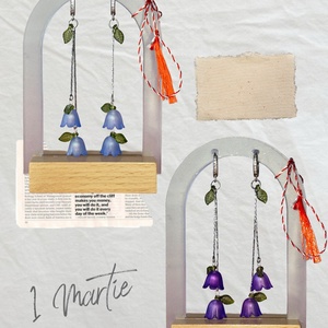 Cercei Vestirea Primăverii cu clopoței albastri - bijuterii - mărțișor - Artynos.ro