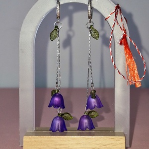 Cercei Vestirea Primăverii cu lalele mov - bijuterii - mărțișor - Artynos.ro