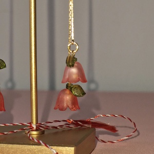 Cercei Vestirea Primăverii cu lalele roșiatice  - bijuterii - mărțișor - Artynos.ro