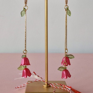 Cercei Vestirea Primăverii cu lalele roșii - bijuterii - mărțișor - Artynos.ro