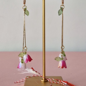 Cercei Vestirea Primăverii cu lalele albe cu nuanțe roz - bijuterii - mărțișor - Artynos.ro