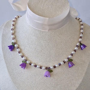 Colier Amurg violet cu fundițe și lalele mov - bijuterii - mărțișor - Artynos.ro