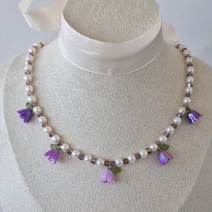 Colier Amurg violet cu fundite si lalele mov - Artynos.ro