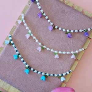 Colier Vis albastru cu fundițe și lalele albastre - bijuterii - mărțișor - Artynos.ro