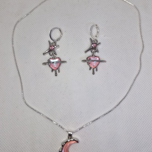 Set bijuterii Pink Dream placat cu argint 925 - bijuterii - cercei - cercei din argint - Artynos.ro