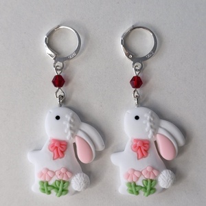 Cercei de Paște cu iepurași albi - decor de sărbători - decorațiuni de paște - iepuraș de paște - Artynos.ro