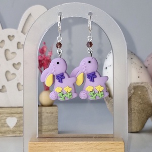 Cercei de Paște cu iepurași mov - decor de sărbători - decorațiuni de paște - iepuraș de paște - Artynos.ro