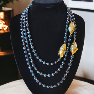 Colier perle naturale negre placate cu aur, Bijuterii, Coliere, Coliere de perle, Confecționarea bijuteriilor, ARTYNOS