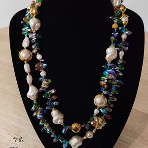 Colier multicolor cu perle keshi, sidef si perle de cultura, Bijuterii, Coliere, Coliere din perle, Confectionarea bijuteriilor, ARTYNOS