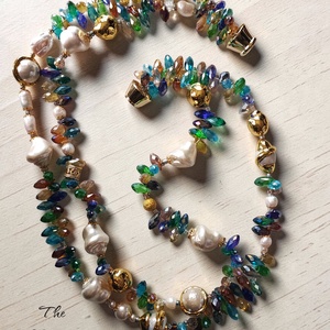 Colier multicolor cu perle keshi, sidef si perle de cultura - bijuterii - coliere - coliere din perle - Artynos.ro