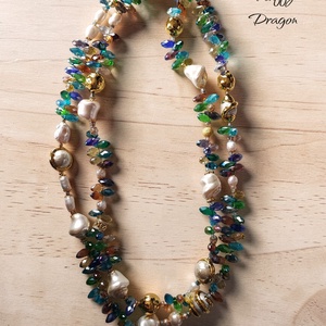 Colier multicolor cu perle keshi, sidef si perle de cultura - bijuterii - coliere - coliere din perle - Artynos.ro