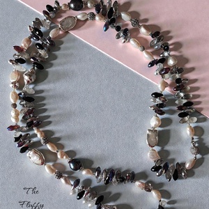 Colier lung, office, perle de cultura si margele - bijuterii - coliere - coliere din mărgele - Artynos.ro