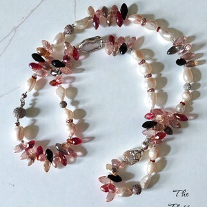 Colier multicolor cu perle de cultura si margele - bijuterii - coliere - coliere din perle - Artynos.ro