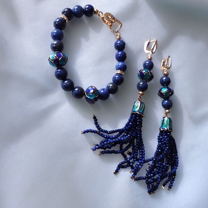 Set colier, bratara si cercei lapislazuli - bijuterii - seturi de bijuterii - Artynos.ro