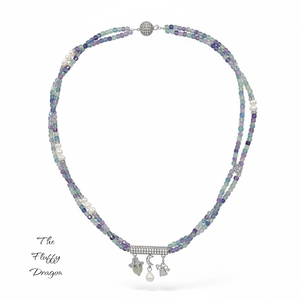 Colier finut la baza gatului din fluorit si perle de cultura - Artynos.ro