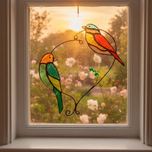 MADARKÁK TIFFANY Suncatcher / fereastra decor pentru iubitorii de natura, Casa & Stil de viata, Accesorii pentru decorat casa, Decoratiuni de geam si decoratiuni de usa , Decor ferestre si autocolant pentru geam, Arta de sticla, ARTYNOS