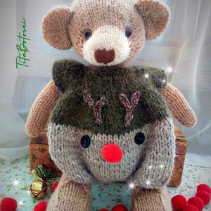 Ursuleț, mic, de Crăciun, jucărie tricotată. handmade. - accesorii de crăciun - cadouri de crăciun - Artynos.ro