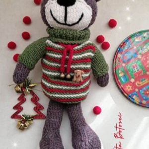 Ursuleț de Crăciun, jucărie tricotată. handmade. - accesorii de crăciun - cadouri de crăciun - Artynos.ro