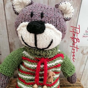 Ursuleț de Crăciun, jucărie tricotată. handmade. - accesorii de crăciun - cadouri de crăciun - Artynos.ro