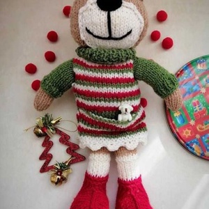Ursuleață de Crăciun, jucărie tricotată. handmade. - accesorii de crăciun - cadouri de crăciun - Artynos.ro