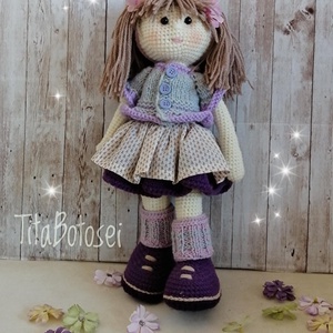 Papusa crosetata, jucărie crosetata, handmade, Cadou Craciun, cadou fetite, cadou zi nastere - jucării și echipamente pentru copii - plușuri - păpușă croșetată, păpușă de pluș - Artynos.ro