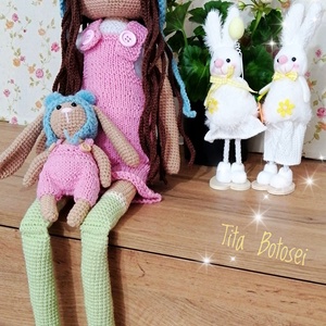 Papusa crosetata, jucărie crosetata, handmade, Cadou Craciun, cadou Paște, cadou fetite, cadou zi nastere - jucării și echipamente pentru copii - plușuri - păpușă croșetată, păpușă de pluș - Artynos.ro