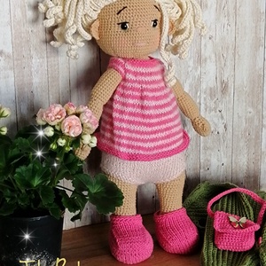 Papusa crosetata, jucărie crosetata, handmade, Cadou Craciun, cadou Paște, cadou fetite, cadou zi nastere - jucării și echipamente pentru copii - plușuri - păpușă croșetată, păpușă de pluș - Artynos.ro