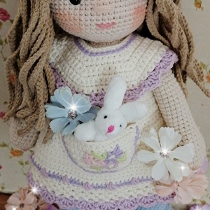 Papusa crosetata, jucărie crosetata, handmade, Cadou Craciun, cadou fetite, cadou zi nastere - jucării și echipamente pentru copii - plușuri - păpușă croșetată, păpușă de pluș - Artynos.ro