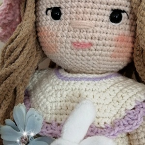 Papusa crosetata, jucărie crosetata, handmade, Cadou Craciun, cadou fetite, cadou zi nastere - jucării și echipamente pentru copii - plușuri - păpușă croșetată, păpușă de pluș - Artynos.ro