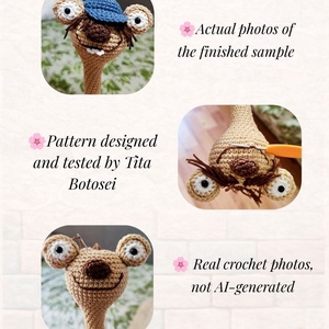 Funny Sidy Crochet Critter  Model de croșetat PDF în limba engleză si germana.  ESTE UN MODEL DIGITAL NU UN PRODUS FIZIC - diy - pregătește-ți singur - modele croitorie, ghidaje, modele punct în cruce - Artynos.ro