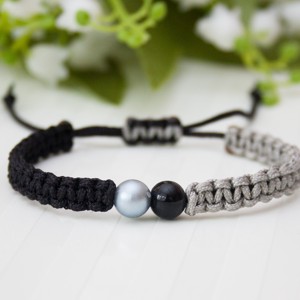 Bratara macramé impletita - Margele negre/gri, , , ARTYNOS