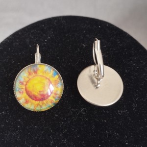 Cercei cu închizătoare franceză inspirați de Van Gogh, cu accesorii din oțel medical -  - Artynos.ro