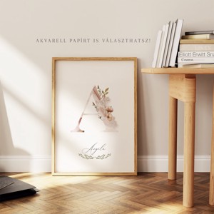 O literă, monogramă, imagine de zi cu nume, decorare, artă de perete acuarelă, personalizată -  - Artynos.ro