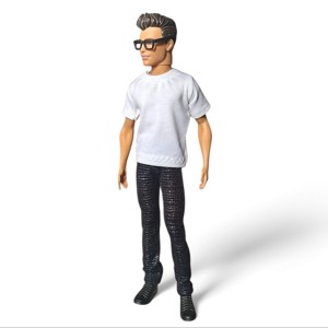 Tricou pentru băieți, cu mâneci scurte, model Ken, alb simplu � îmbrăcăminte pentru păpuși de tip Barbie (f007fh) - jucării și echipamente pentru copii - jucării și accesorii pentru copii - haine de barbie - Artynos.ro