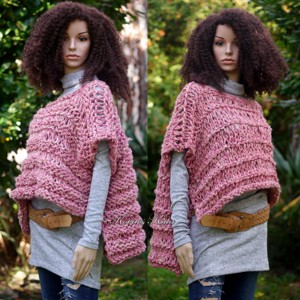 RUSTICA - vestă poncho grunge tricotată manual - îmbrăcăminte și modă - haine damă - hanorace, cardigane - Artynos.ro