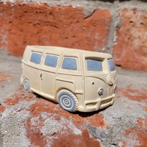 Autobuz din beton bej , suport pentru flori mici cu pictura speciala, , , ARTYNOS