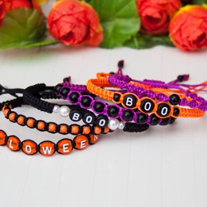 Brățară macramé împletită - Halloween BOO negru/portocaliu -  - Artynos.ro