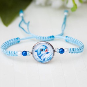 Bratara impletita din macramé pentru copii - Albastru delfin, Bijuterii, Bratari, Bratari impletite, , ARTYNOS