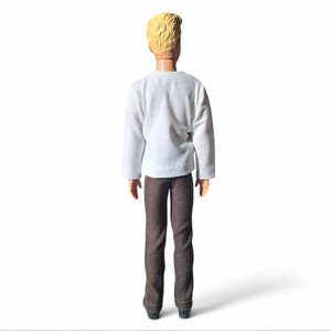Tricou pentru băieți, cu mâneci lungi, model Ken, alb simplu � îmbrăcăminte pentru păpuși de tip Barbie (f006fh) -  - Artynos.ro