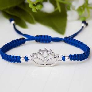 Bratara macramé impletita - Floare de lotus albastru inchis, , , ARTYNOS