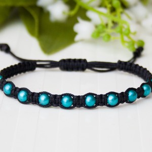 Bratara macramé impletita - Margele negru/turcoaz, , , ARTYNOS