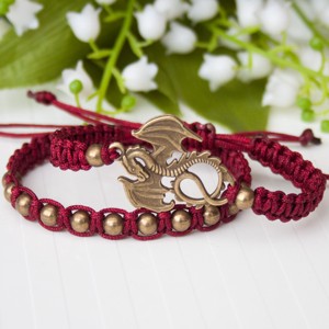 Brățară Makramé - Dragon burgundy -  - Artynos.ro