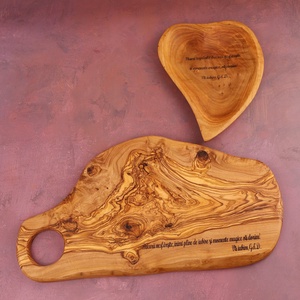 Set Cuore Valentines din lemn de măslin - casă & stil de viață - accesorii pentru echipamente de bucătărie - accesorii de servire - boluri și farfurii din lemn, bol de servire - Artynos.ro