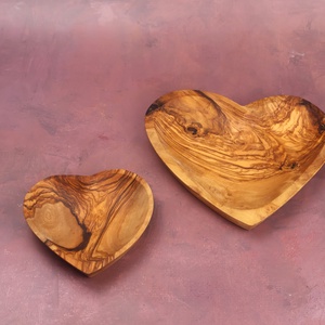 Set Cuore Valentines din lemn de măslin - casă & stil de viață - accesorii pentru echipamente de bucătărie - accesorii de servire - boluri și farfurii din lemn, bol de servire - Artynos.ro