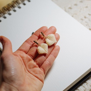 Cercei inimioara 3D, Bijuterii, Cercei, Cercei din margele, Cusatura, ARTYNOS