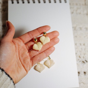 Cercei inimioara 3D - bijuterii - cercei - cercei din mărgele - Artynos.ro