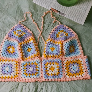 Top crosetat colorat, de vara - îmbrăcăminte și modă - haine damă - top de damă, bralette - Artynos.ro
