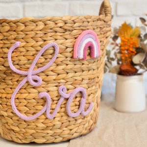 Cos nuiele personalizat cu nume din snur tricotat, Casa & Stil de viata, Echipament pentru camera copiilor, Cutii depozitare jucarii, Impletitura, Innoda, ARTYNOS